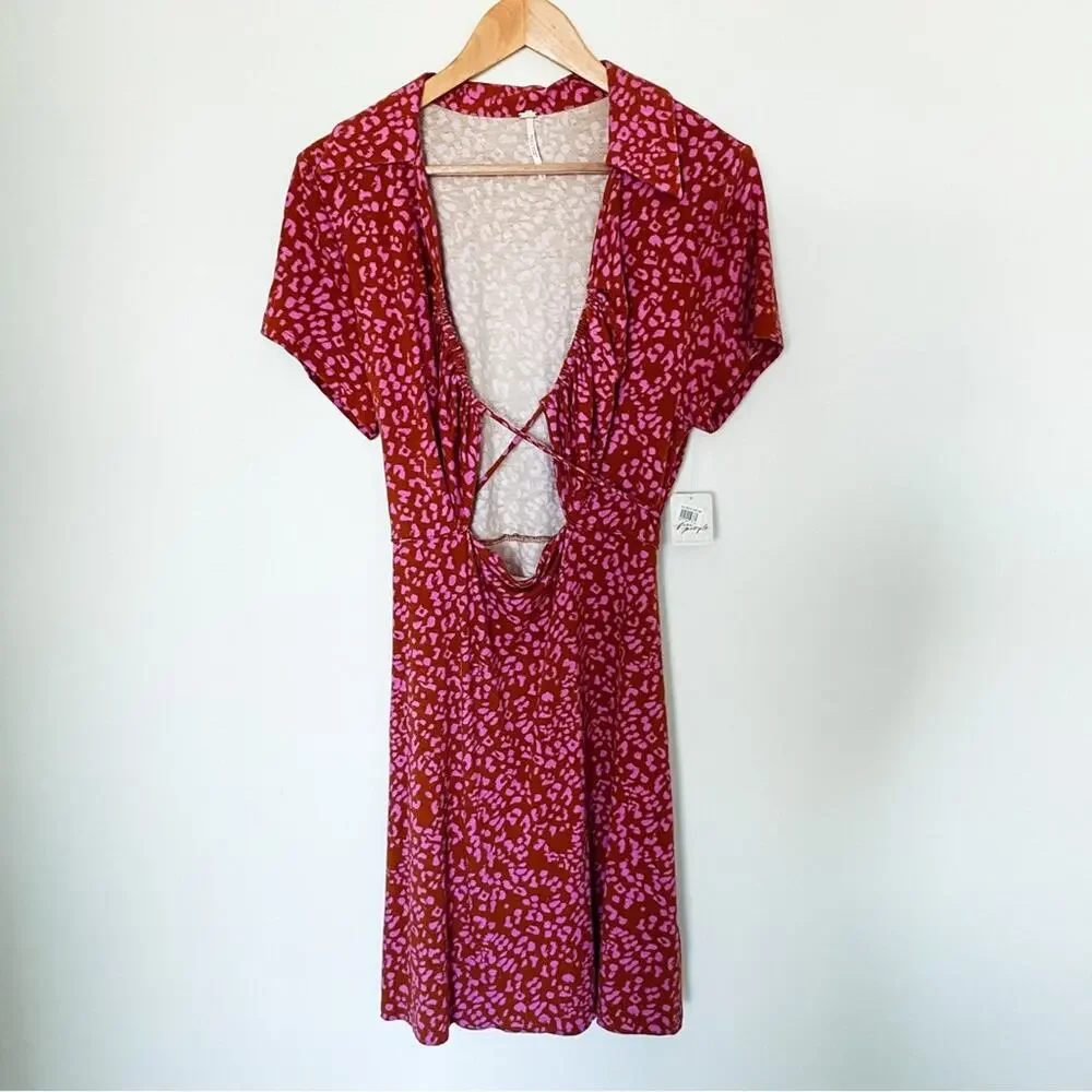 NWT Free People Marsaille Short‎ Sleeve Cut Out Mini Dress Size Large MSRP $128